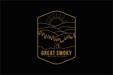Çizgi sanatı Ulu Smokey Dağları Ulusal Park amblem amblemi çizimi