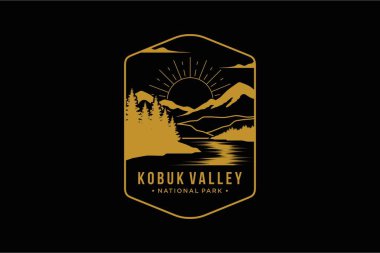 Çizgi sanatı Kobuk Vadisi Ulusal Parkı amblem amblemi çizimi