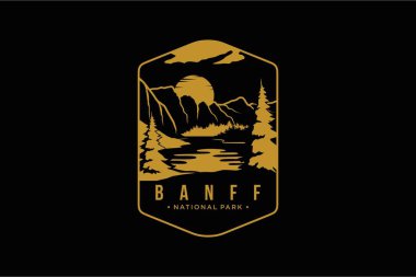 Çizgi Sanatı Banff Ulusal Parkı amblem yaması çizimi
