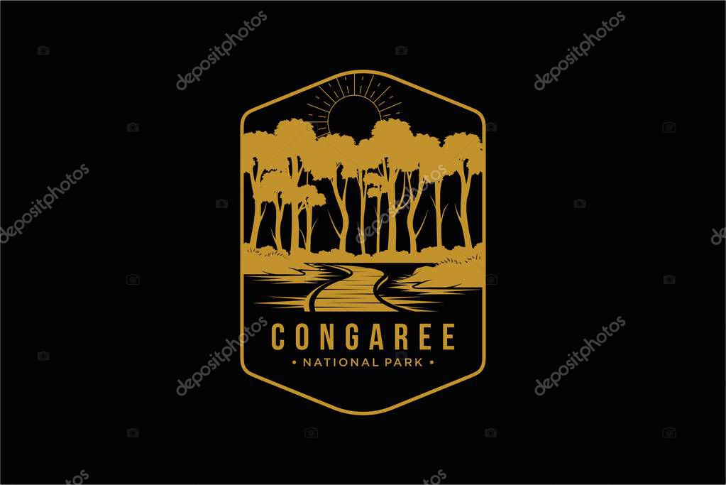 Line art Congaree National Park emblem patch logo illustration