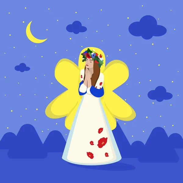 Kız parlıyor, güzel düşünüyor ve rüya görüyor. Düz bir şekilde vektör çizimi.