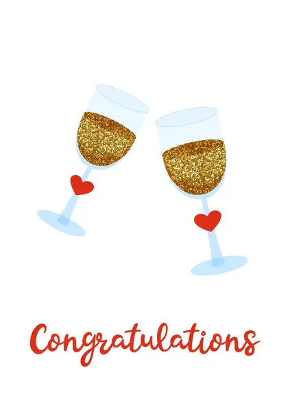 Şampanya kadehleri düz stil, vektör