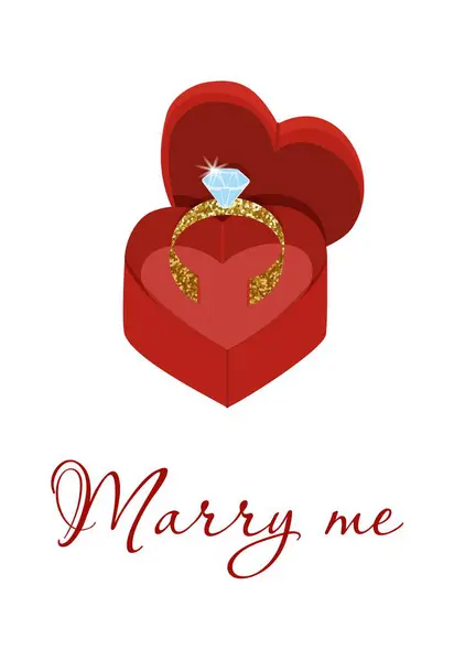 Yüzüklü düğün teklifi, düz biçimli vektör