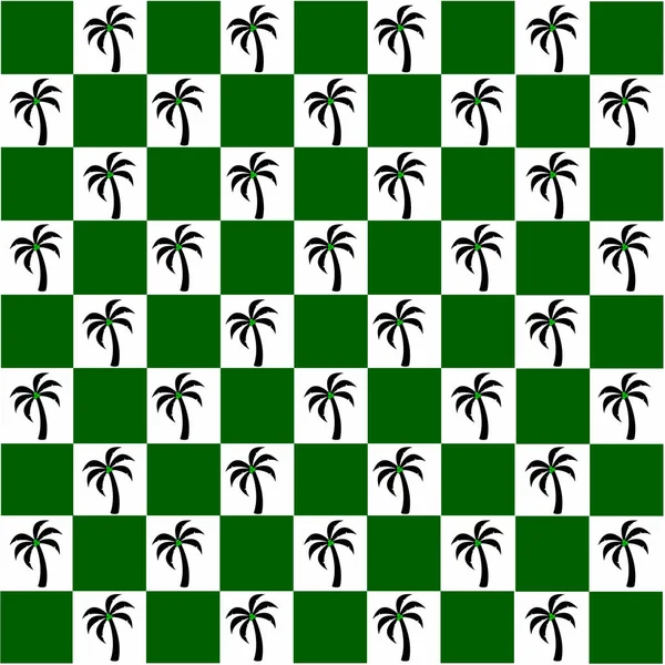 Σκούρο Πράσινο Και Λευκό Τετράγωνο Σχήμα Σιλουέτα Από Καρύδα Δέντρο — Διανυσματικό Αρχείο