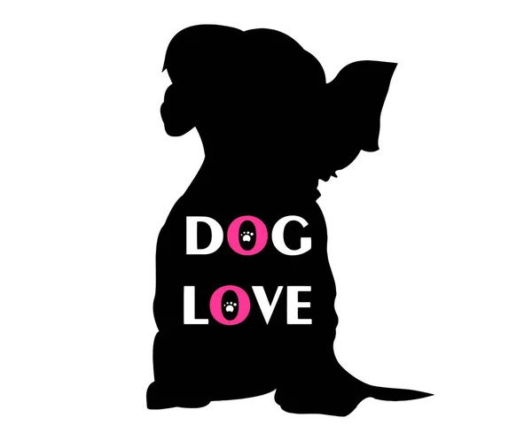 Hond Liefde Silhouet Vector Ontwerp Met Slaapplaatsen Voor Shirt Ontwerpen — Stockvector