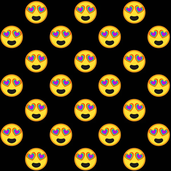 Πολλά Λοατκι Χρώματα Γεμίζουν Μάτια Σχήμα Καρδιάς Χαμογελώντας Emojis Πρόσωπο — Διανυσματικό Αρχείο