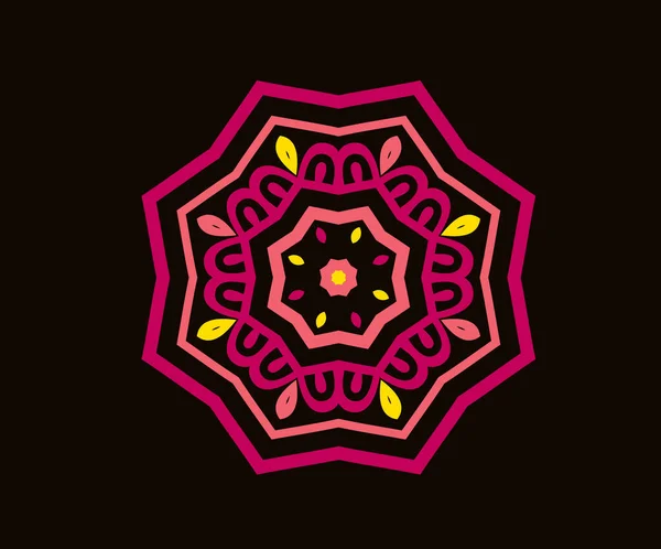 Mandala Rosa Farbe Hervorgehoben Design Mit Dekoration Dunkler Hintergrund Vektor — Stockvektor