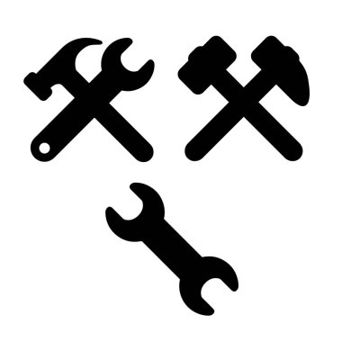 Mekanik tamir ekipmanları silueti. beyaz arkaplanda izole.