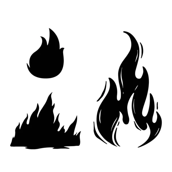 Forskellige Ild Flammer Sæt Vektor Ikoner Isoleret Hvid Baggrund Trin – Stock-vektor