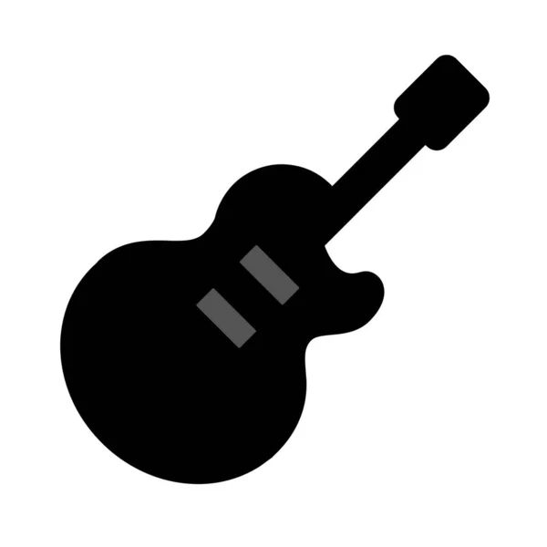Basit Siyah Gri Siluet Gitar Müzik Aleti Simgesi Vektör Çizimi — Stok Vektör
