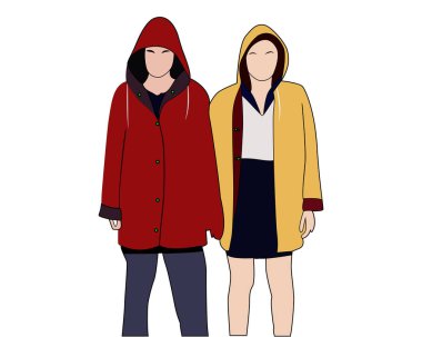 İki kadın karakterin vektör silueti. Televizyon dizisi Stranger Things 'den en fazla 11 karakter..