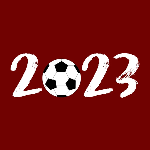 2023 Number Soccer Ball Decorative Design Isolated Maroon Background — Stock Vector
