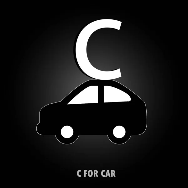Car Sign Cartoon Black White Car Design Изолированы Черном Фоне — стоковый вектор