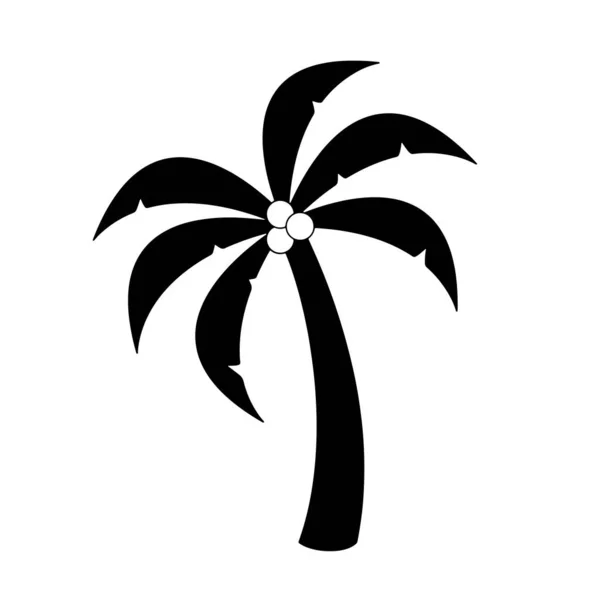 Εικονίδιο Καρύδας Δέντρο Παλάμη Διάνυσμα Σιλουέτα Μαύρο Και Άσπρο Χρώμα — Διανυσματικό Αρχείο