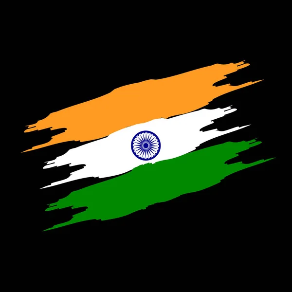 Panneau Drapeau Indien Avec Motif Coup Pinceau Grunge Isolé Sur — Image vectorielle