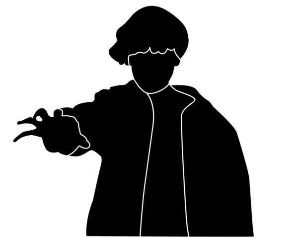 Silhouette Vectorielle Personnage Onze Série Télévisée Stranger Things — Image vectorielle