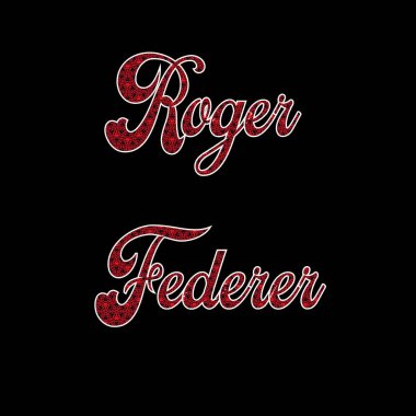 Roger Federer İsim şık tipografi. Metinde kırmızı renk deseni tasarımı. EPS 10. Siyah arkaplan.