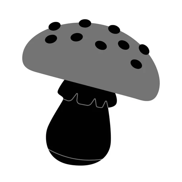 Silhueta Cogumelos Desenhos Animados Preencher Com Cores Cinza Branco Isolado — Vetor de Stock