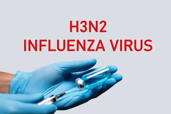 h3n2 influenza virus text with syringe and medicine poster design. h3n2 awareness concept