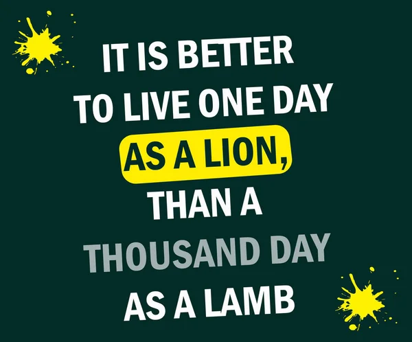 its better to live one day as a lion. texted quote for banner, card, t-shirt, poster.