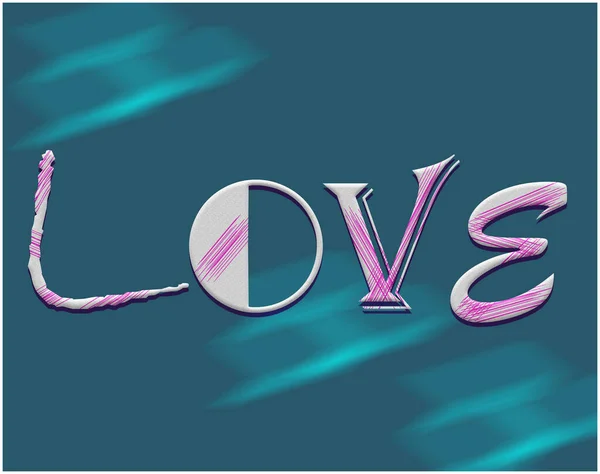 Amor Elegante Texto Con Diseño Pincel Dibujo Rosa Fondo Azul — Foto de Stock