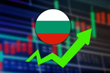 Bulgaristan borsa fiyat artışı illüstrasyon poster tasarımı.