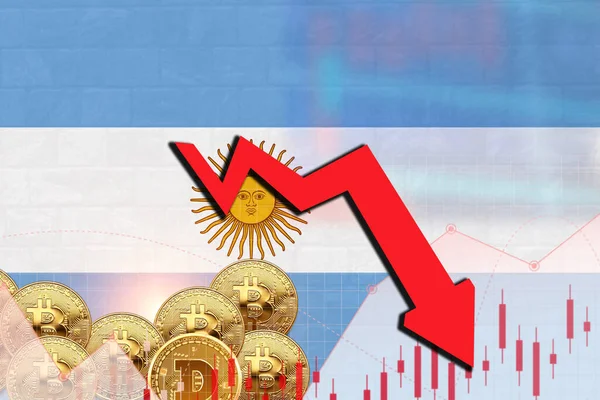 Argentyna Flaga Tekstury Ściany Spadkiem Tempa Akcji Krypto Waluty Wykres — Zdjęcie stockowe