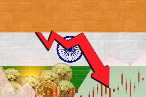Hindistan Borsa Değeri Düşüşü Kripto Para Birimi Grafik Tasarımı Ile — Stok fotoğraf