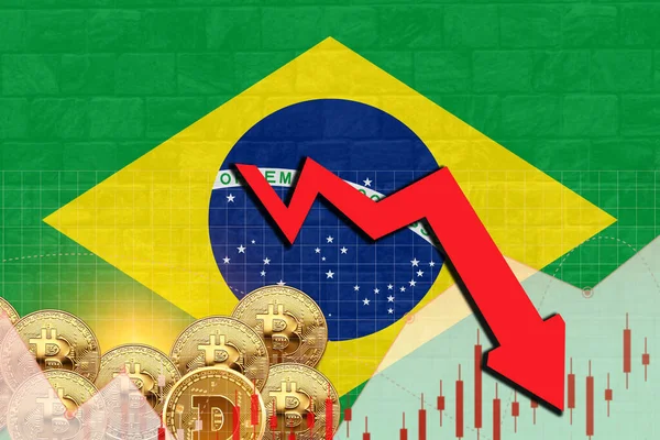 Brezilya Duvar Dokusunda Bayrak Hisse Senedi Oranı Düşüşü Kripto Para — Stok fotoğraf