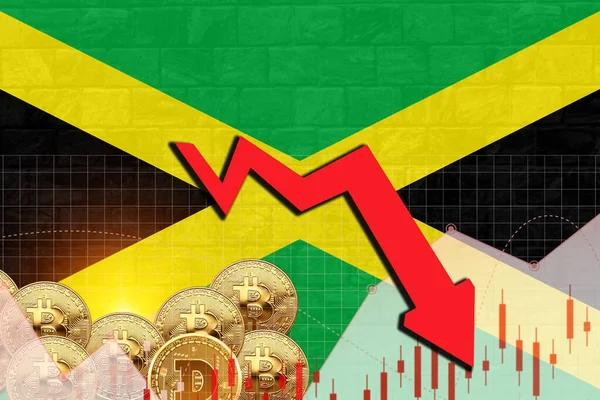 Borsa Değeri Azalan Jamaika Bayrağı Kripto Para Birimi Grafik Tasarımı — Stok fotoğraf