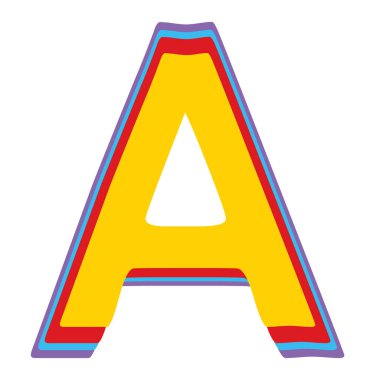 Renkli dokunmatik vektör tasarımlı bir harf. Web, tişört ve yazdırma kullanımları için şeffaf tasarım.