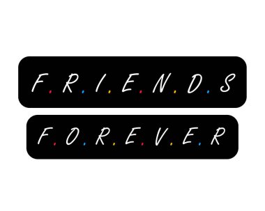 Arkadaşlar sonsuza kadar dizayn yazarlar. Beyaz üzerine izole edilmiş. vektör-eps10. 