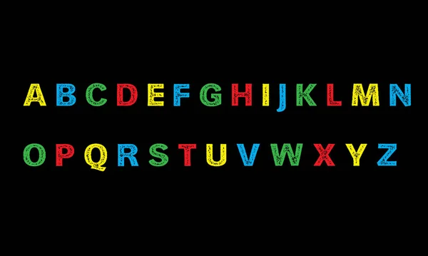 Colorful Alphabet Set Isolated Black Background Eps — Stock Vector