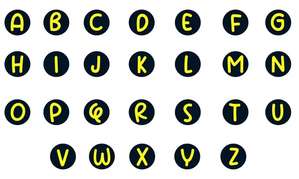 Alfabetów Okrągłym Kształcie Żółty Kolor Liter Izolowane Białym Tle Eps10 — Wektor stockowy