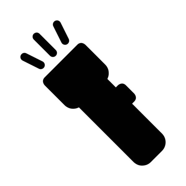 Cartoon Handgehaltene Taschenlampe Vektor Symbol Silhouette Zeichen Symbol Isoliert Auf — Stockvektor