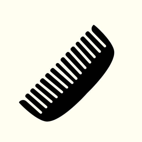 Comb icon. Black icon isolated on lite yellow background. Comb silhouette. Simple icon.