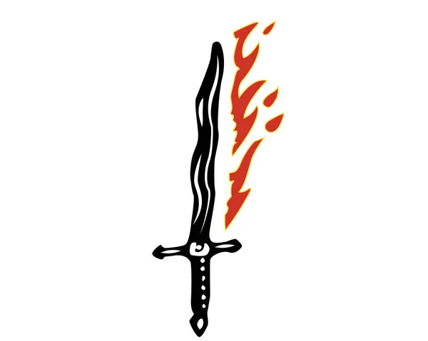 Retro Cartoon Messer Mit Feuer Design Mit Farbe Isoliert Auf — Stockvektor