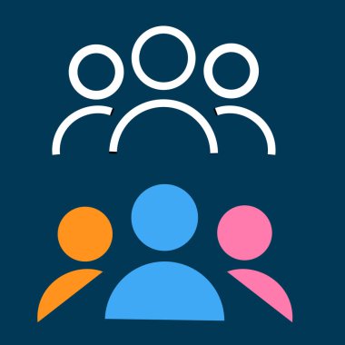 Halkın Hattı Kaynak Simgesi. Beyaz çizgi ve renkli insanlarla dolu. vektör-eps10.