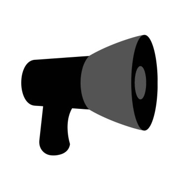 Megafon Düz Silüet Mobil Simge. Vector Illustration EPS10. Beyaz arka planda izole edilmiş. mega telefon bir insanın sesini yükseltmek ve belirli bir yöne yönlendirmek için kullanılır..