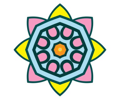 Mandala dekoratif renkli tasarım. Beyaz arkaplanlı. vektör - illüstrasyon.