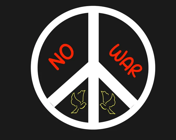 Kein Kriegstext Mit Friedenssymboldesign Isoliert Auf Dunklem Hintergrund — Stockvektor