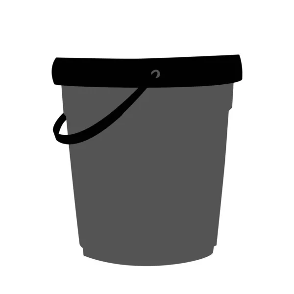 Plastic Bucket Silhouette Fill Black Gray Colors Vector Illustration — Stock Vector