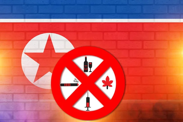 Απαγορεύεται Κάπνισμα Ναρκωτικά Και Αλκοόλ Βόρεια Κορέα — Φωτογραφία Αρχείου
