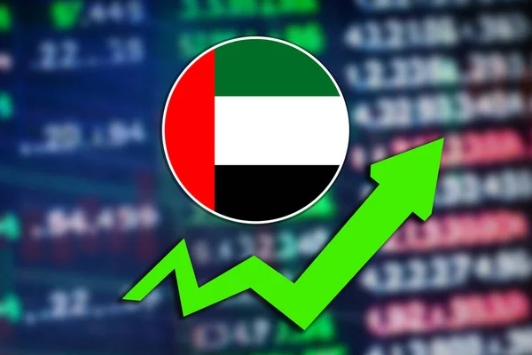 Emirados Árabes Unidos Bandeira Forma Redonda Aumento Taxa Mercado Bolsista — Fotografia de Stock