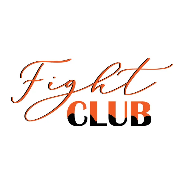 Design Vettoriale Tipografia Fight Club Pieno Colore Nero Arancione Usi — Vettoriale Stock
