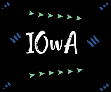 Iowa harfleri. Amerika 'nın bir eyaleti. vektör, 10.