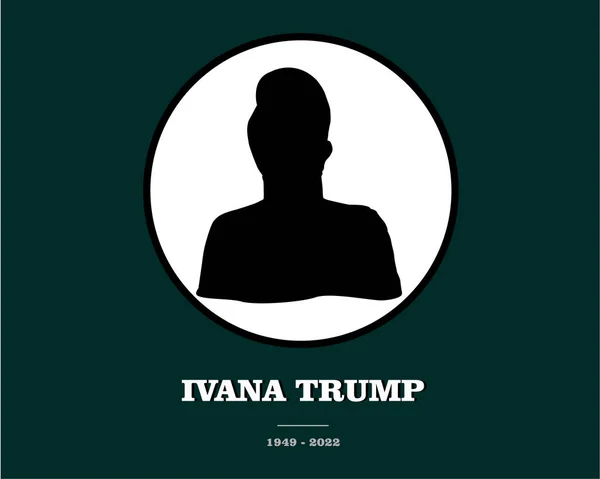 Ivana Trump Silhouette Und Ihr Namenstext Mit Geburtstag Und Todesjahr — Stockvektor