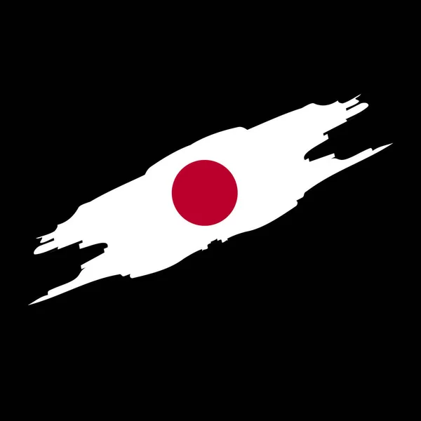 Japan Flaggenschild Mit Grunge Pinselstrich Design Isoliert Auf Schwarz — Stockvektor