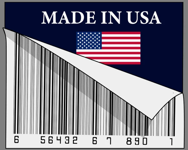 Made Usa Testo Loro Paese Bandiera Segno Con Metà Scorrimento — Vettoriale Stock
