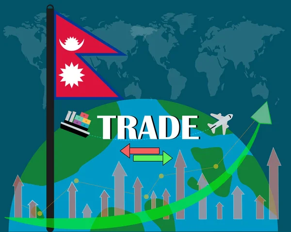 Bandera Nepal Pie Con Concepto Comercio Mundial Diseño Vectores Aislado — Vector de stock
